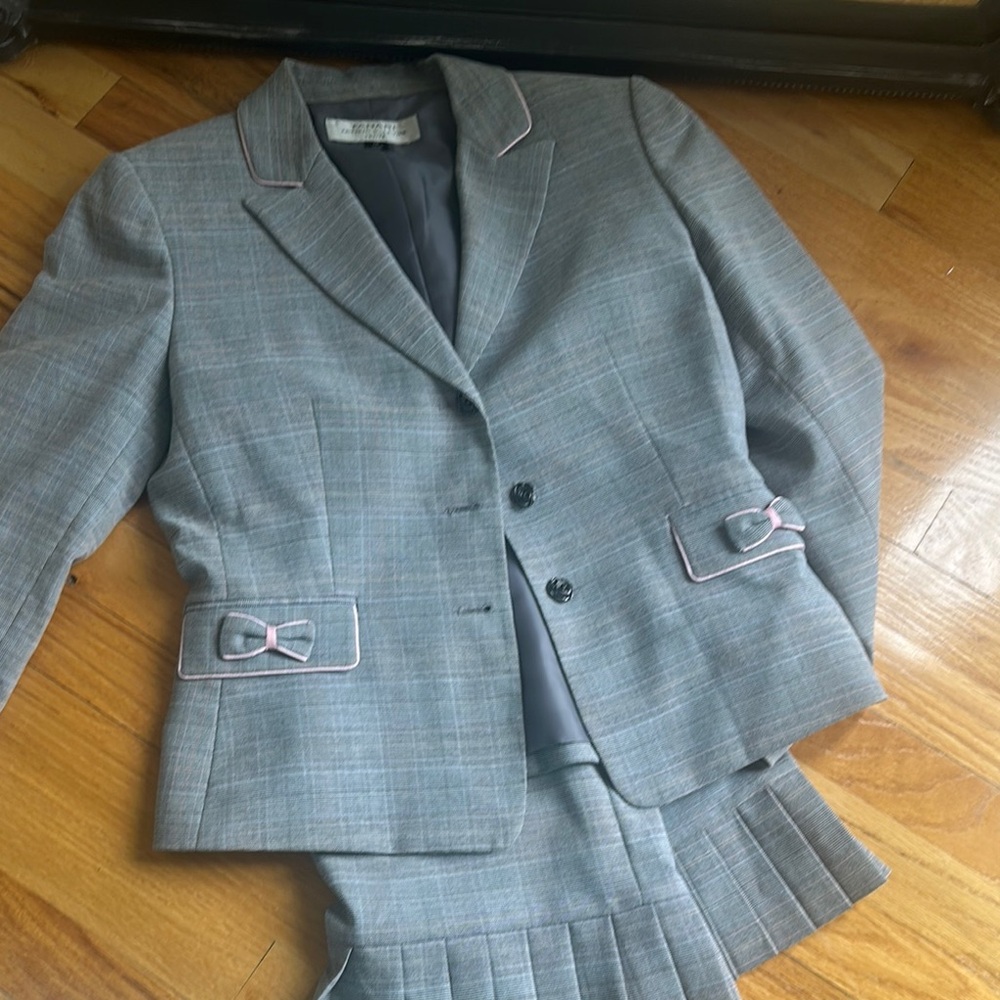 Gray Blazer and Skirt Set